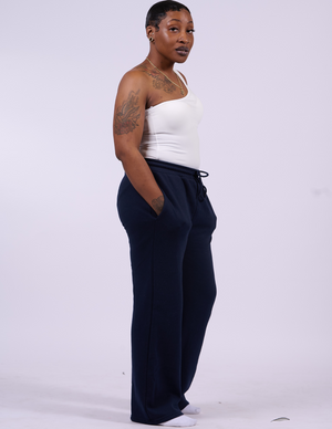 Butter Fleece Wide-Legged Pants | Navy