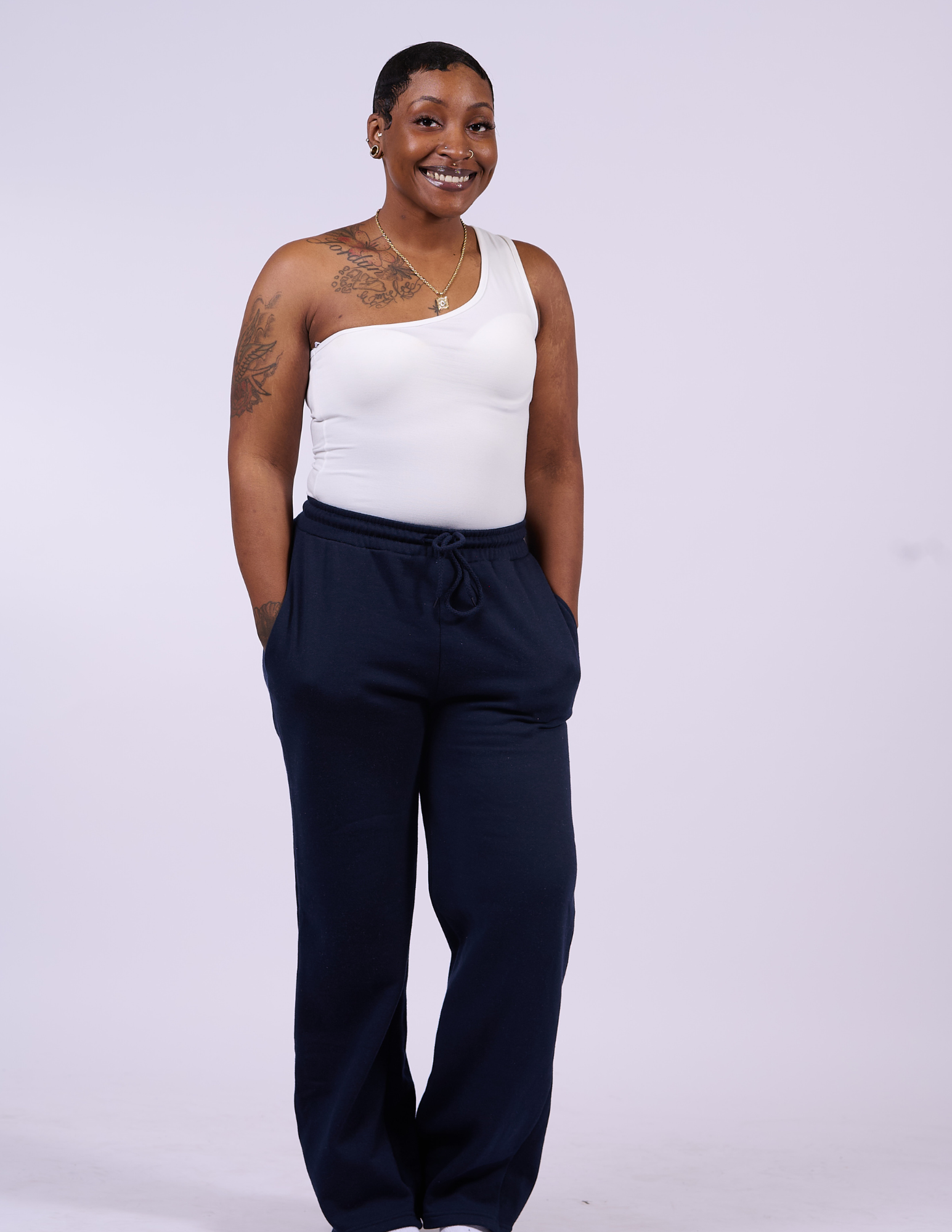 Butter Fleece Wide-Legged Pants | Navy