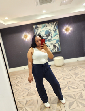 Butter Fleece Wide-Legged Pants | Navy