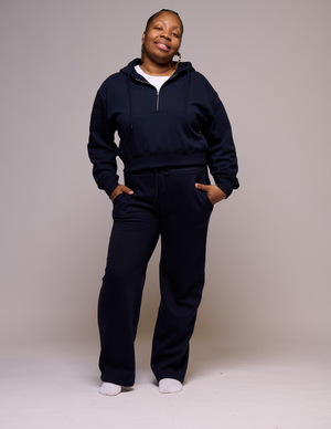 Butter Fleece Wide-Legged Pants | Navy