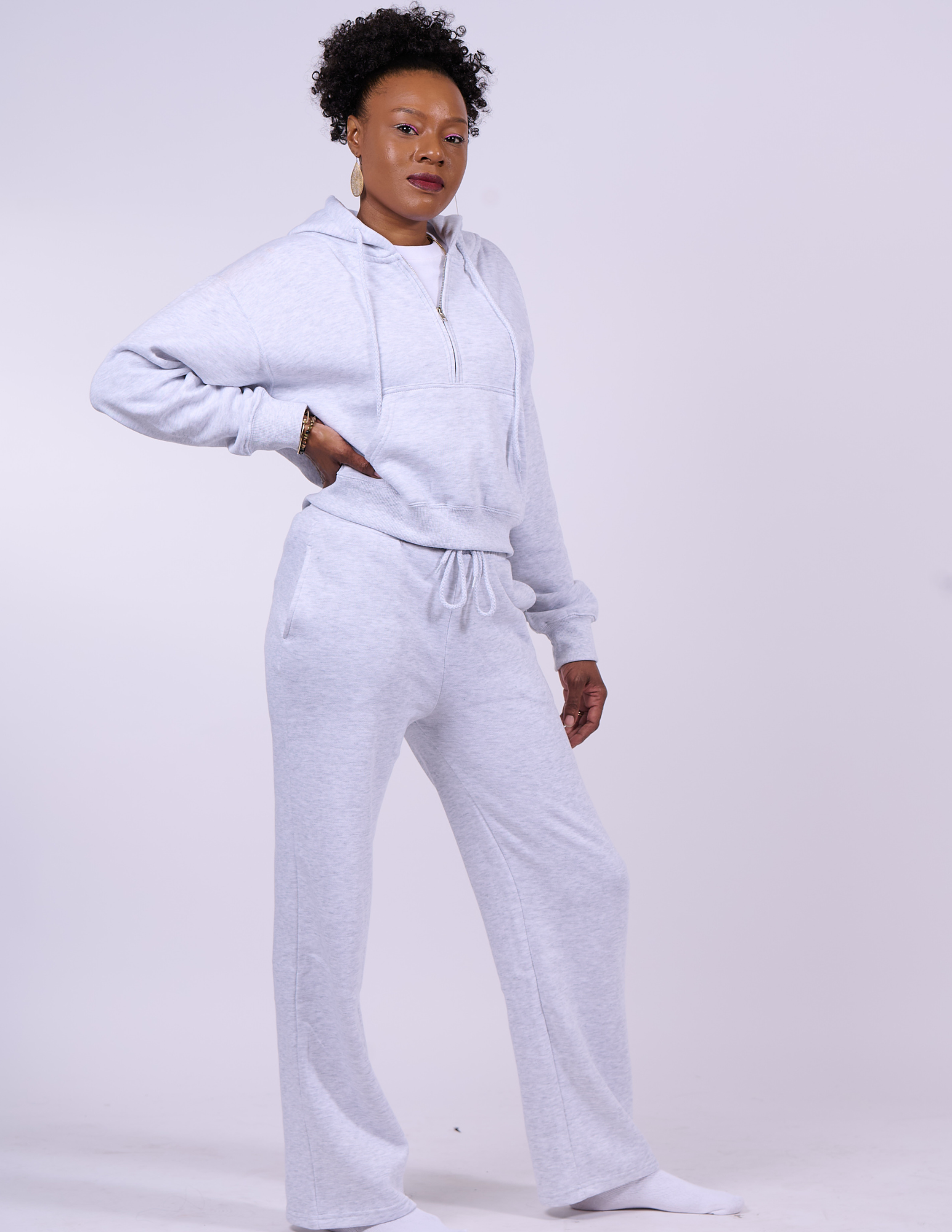 Butter Fleece Wide-Legged Pants | Ice Grey